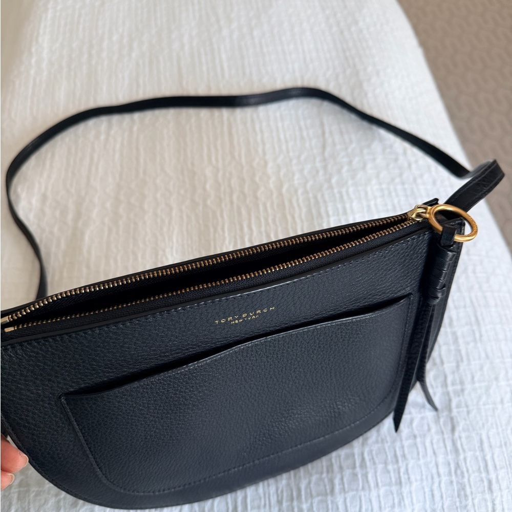 Tory Burch Black Pebbled Leather Crossbody Bag